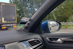 Rückreise von der Côte d’Azur – heim nach Eggenstein.  Stau und vorbildliche Rettungsgasse. Polizei durch Rettungsgasse im Rückspiegel