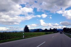 Rückreise von der Côte d’Azur – heim nach Eggenstein. Freie Fahrt auf der B33 und A5 Richtung Karlsruhe 