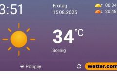Die Temperatur während unserer Pause in Poligny