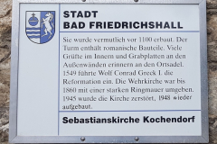 Radtour durch das Ohrntal, Brettachtal sowie entlang von Kocher und Jagst bei Bad Friedrichshall in der Hohenloher Landschaft – Sebastianskirche in Kochendorf