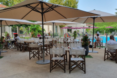 Côte d’Azur Reise Grasse. Ruhetag im Hotel Best Western Plus Elexir Grasse.  Frühstück auf der Terrasse