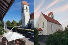 Historischer-Brauereigasthof-Hirsch-Blick-auf-die-Kirche-St-Martin