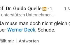 Reaktionen auf Werner Decks Abschied von LinkedIn – persönliche Kommentare und wertschätzende Rückmeldungen