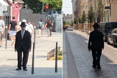 Flussreise Lyon Mittelmeer – Etappe 3: Place Bellecour kleiner Mann im schwarzen Anzug