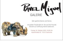 Die Einladung des kubanischen Künstlers Pavel Miguel zur Eröffnung seiner Galerie in Karlsruhe