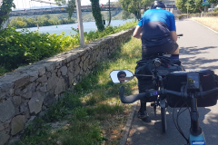 Steile Weinberge der Côte-Rôtie zwischen Ampuis und Condrieu entlang des Rhône-Radwegs