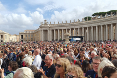 Angelusgebet auf dem Petersplatz. Papst Leo XIV. Romreise mit Andreas Englisch 2025. Begeisterte Pilger