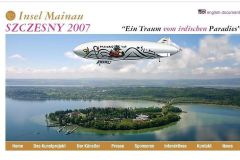 Überblick über die Insel Mainau mit dem von Stefan Szczesny bemalten Zeppelin zur Gala 2007