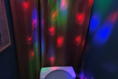 Flusskreuzfahrt Etappe 9 – Originelle Café-Toilette mit Disco-Licht in Tournon-sur-Rhône