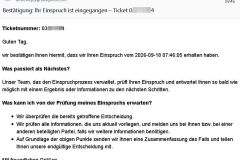 Trustpilot bestätigt den Eingang des Einspruchs von Werner Deck