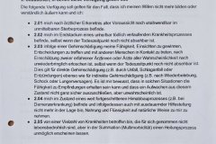Patientenverfügung mit persönlichen Festlegungen zu medizinischen Behandlungen und lebenserhaltenden Maßnahmen