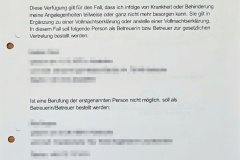 Betreuungsverfügung zur Festlegung einer gewünschten Betreuungsperson für den Ernstfall