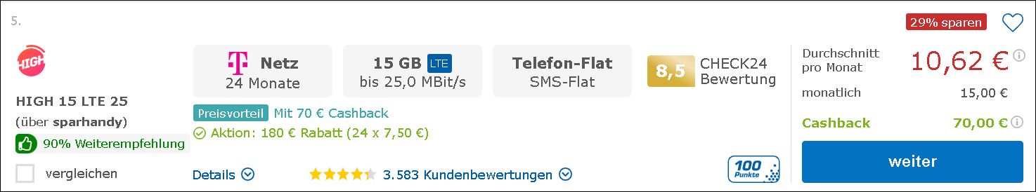 Preisvergleich Tarife