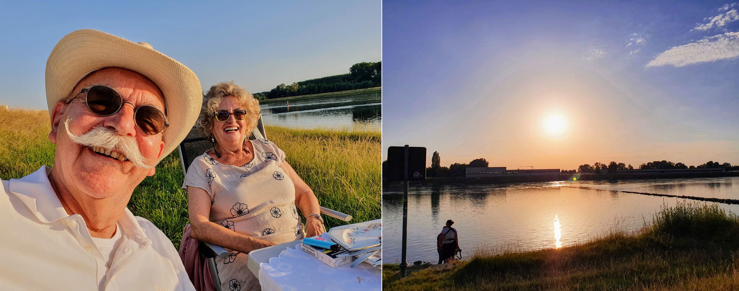 Am Rheinufer konnten wir einen herrlichen Sonnenuntergang genießen