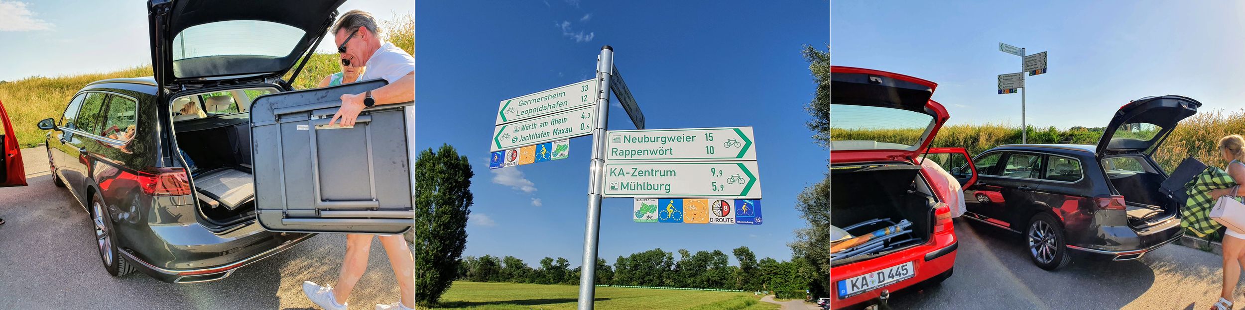 Ausladen am Rheindamm in Maxau