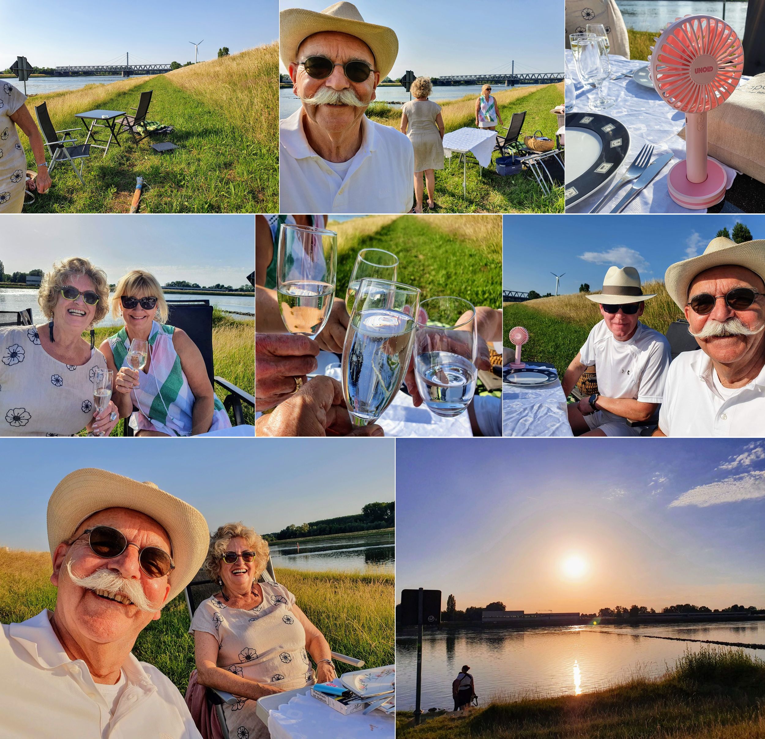 Abendessen am Rheinufer in Maxau