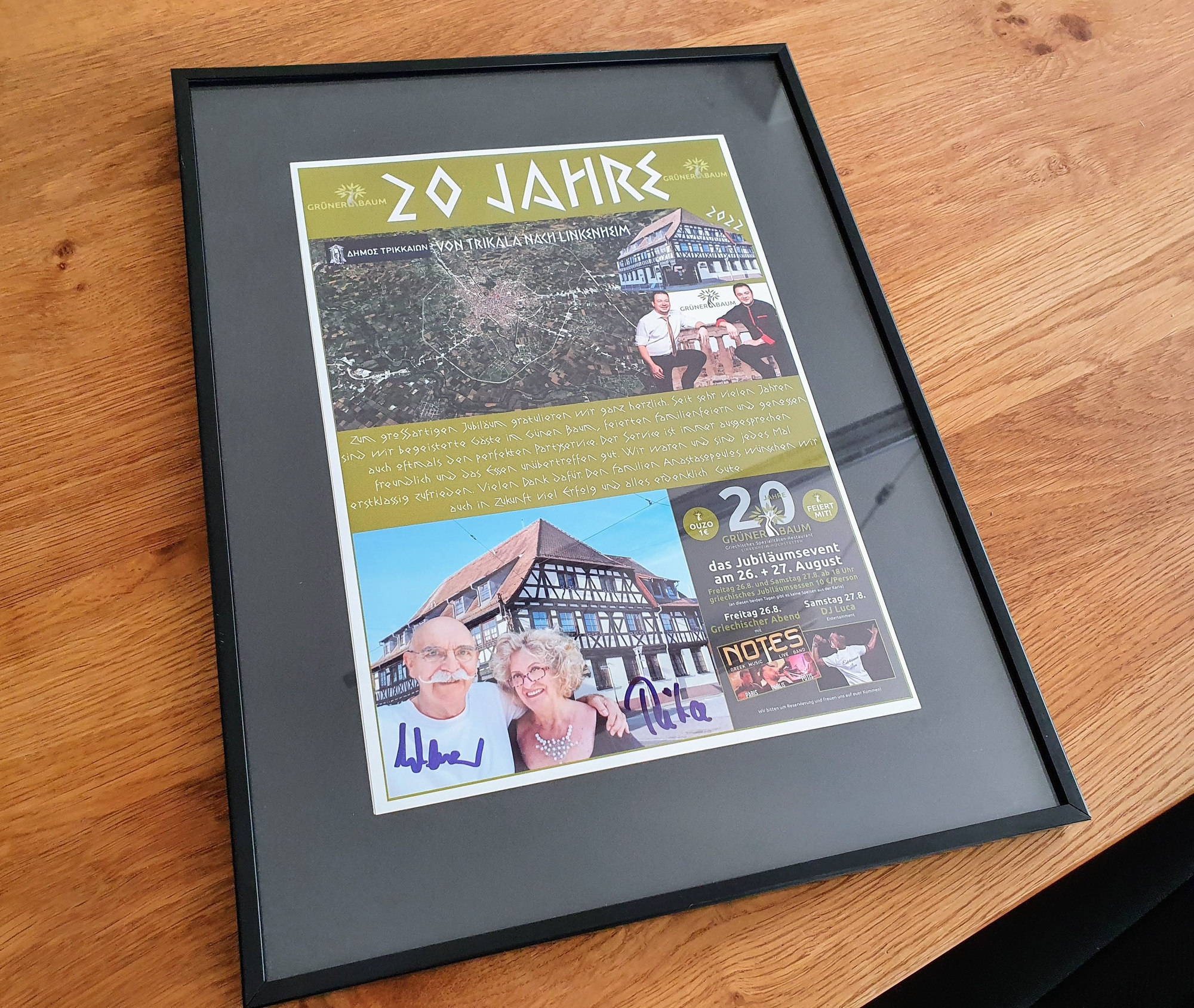 Urkunde zum Jubiläum Grüner Baum