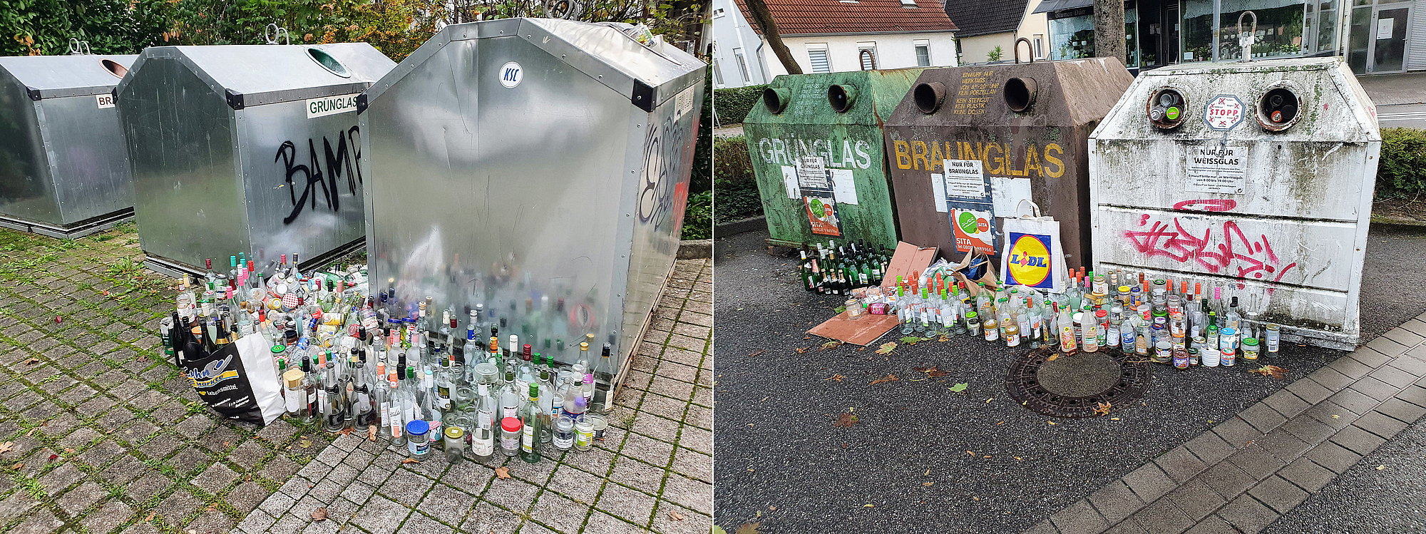 Flaschencontainer läuft über