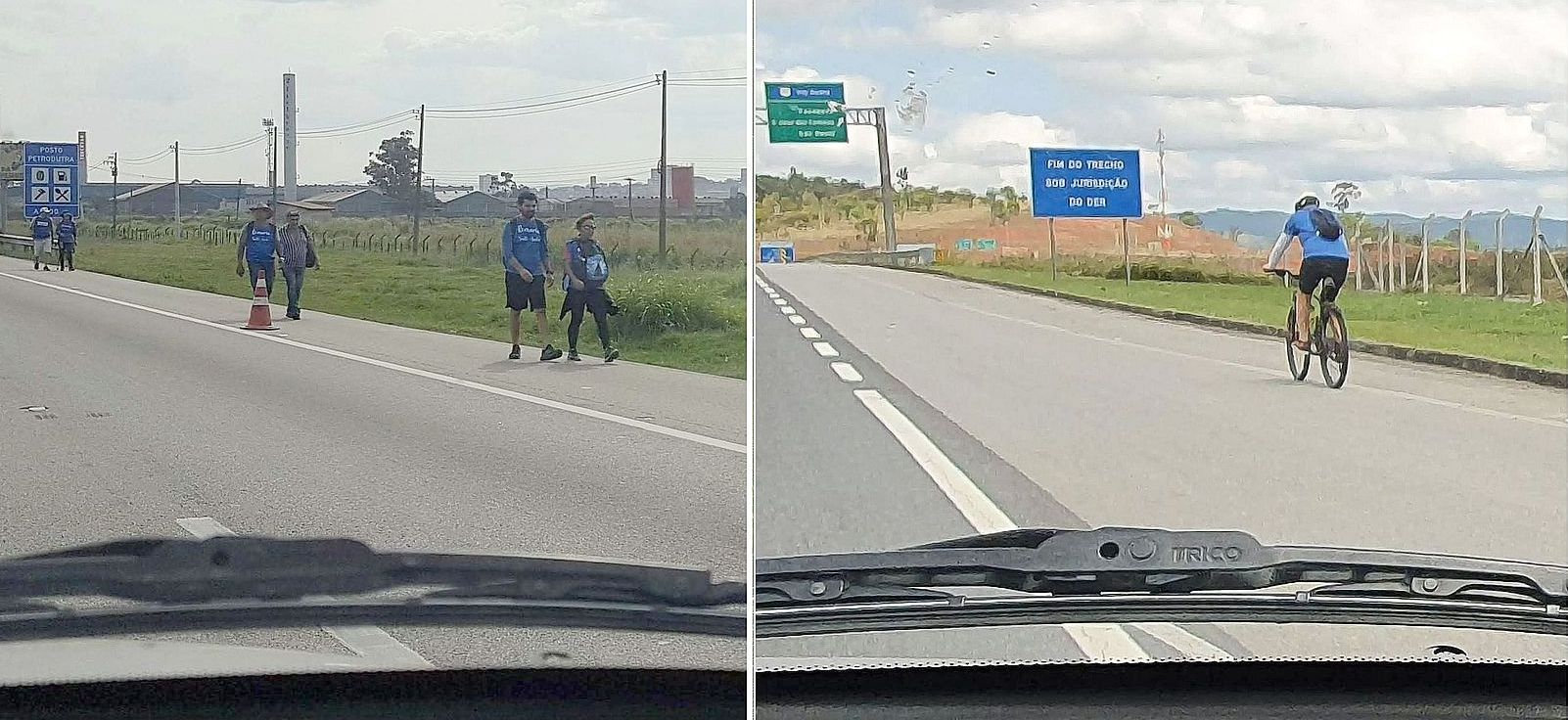 Fußgänger und Radfahrer auf brasilianischen Autobahnen