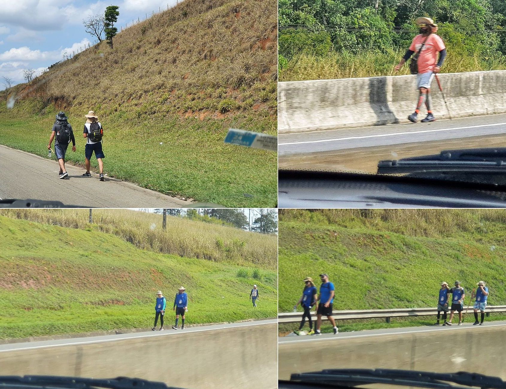 Fußgänger und Radfahrer auf brasilianischer Autobahn