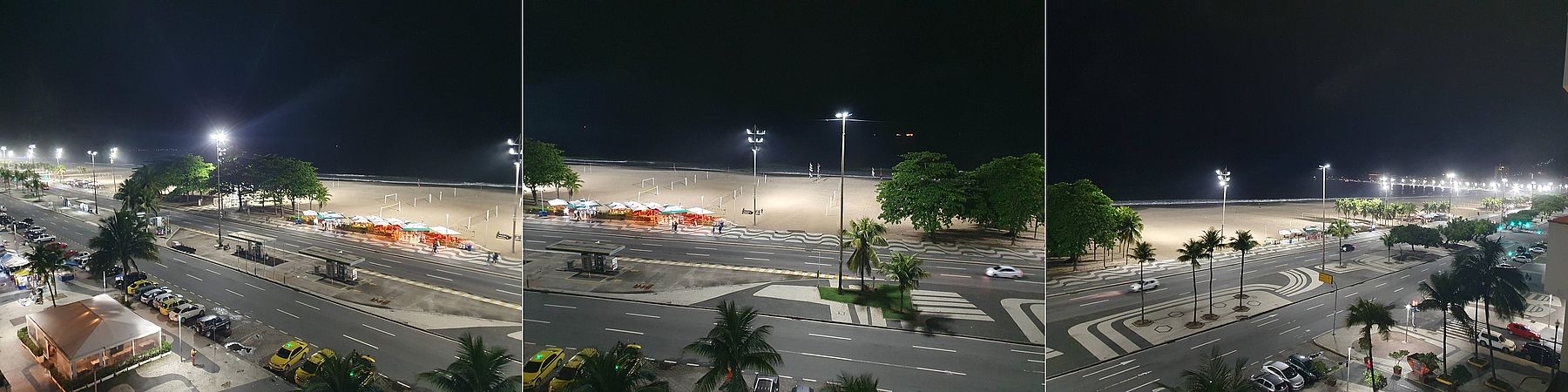 Copacabana bei Nacht aus dem Hotelzimmerfenster