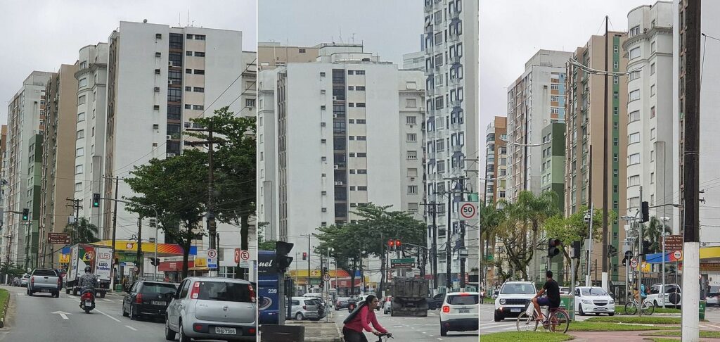 Die schiefen Hochhäuser von Santos in Brasilien