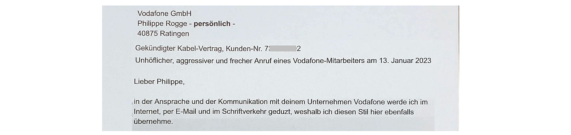 Anruf von frechem Vodafone-Mitarbeiter