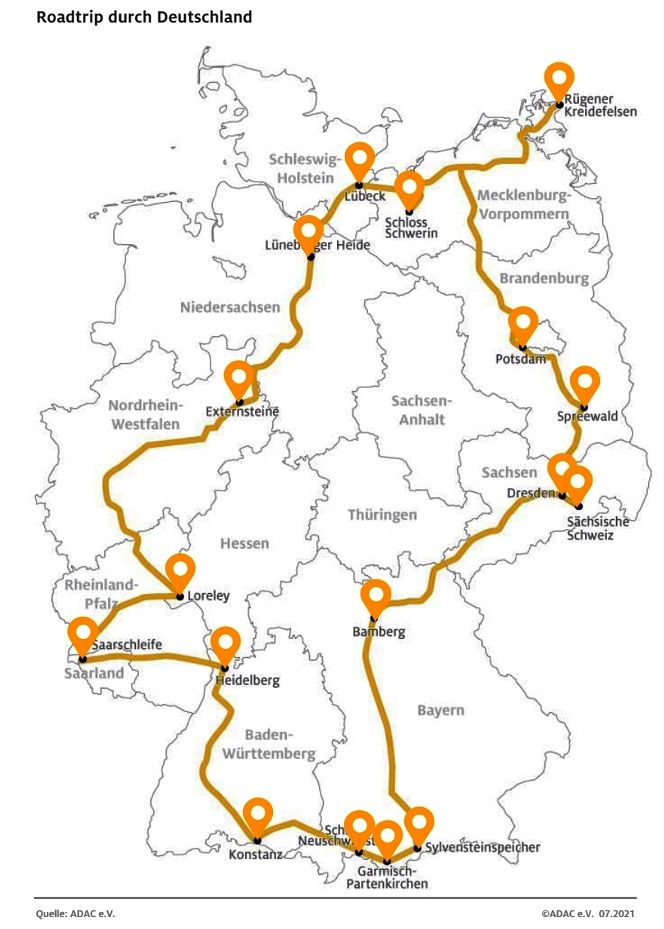Deutschlandrundfahrt Vorschlag des ADAC