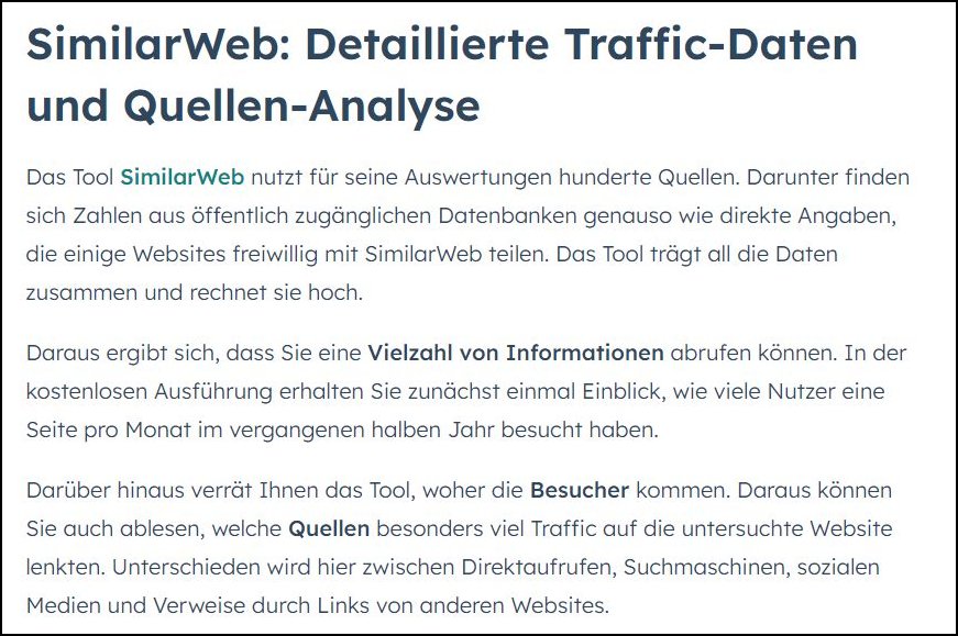 Tool SimilarWeb zum Testen von Seitenaufrufen