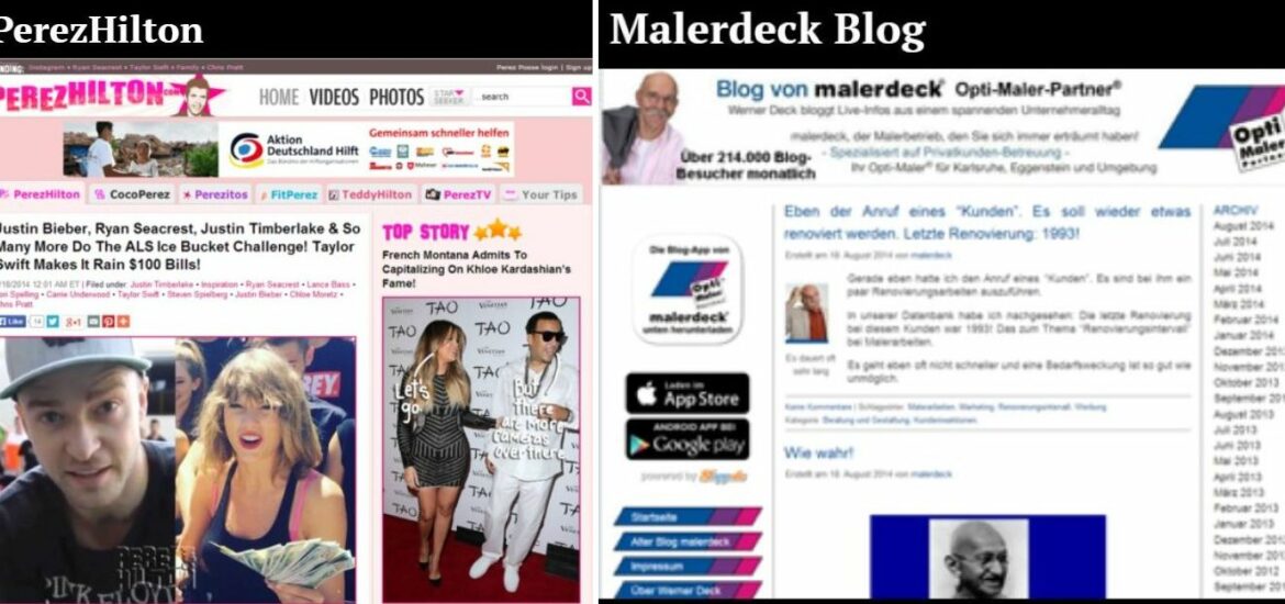 Blog von Perez Hilton und werner deck malerdeck