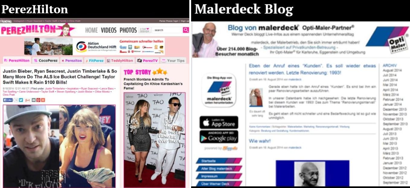 Blog von Perez Hilton und werner deck malerdeck