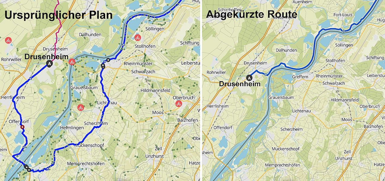 Touränderung der Route