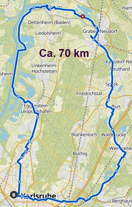 Geplante Route der Radtour mit Anton Goll
