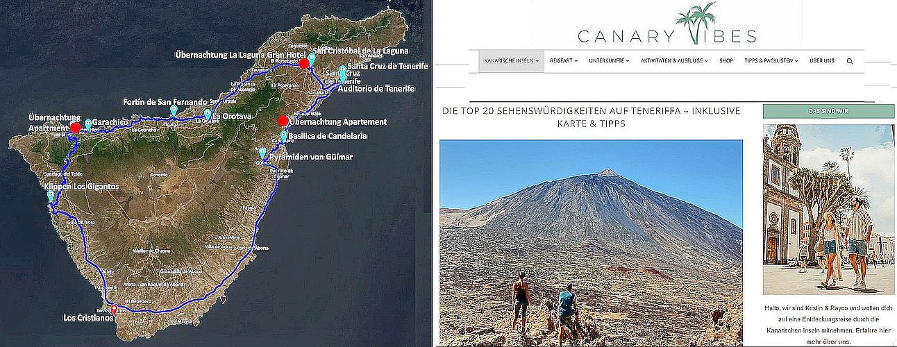 Planung zur Erkundung einer teneriffa-Rundfahrt