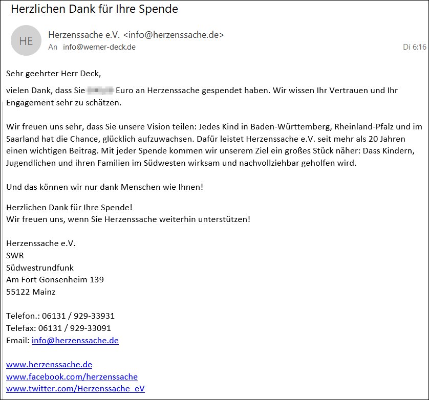 Spende an SWR Herzenssache