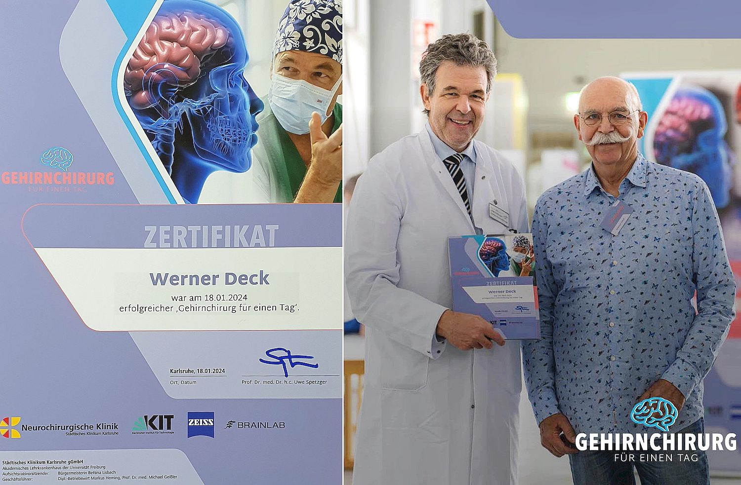 Zertivikat Gehirnchirurg für einen Tag im Städtischen Klinikum Karlsruhe im OP-Saal mit Professor Uwe Spetzger 05