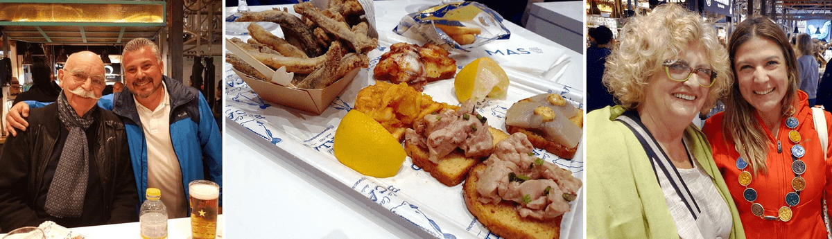 Jorge aus mexiko mit Familie in der Markthalle in Madrid