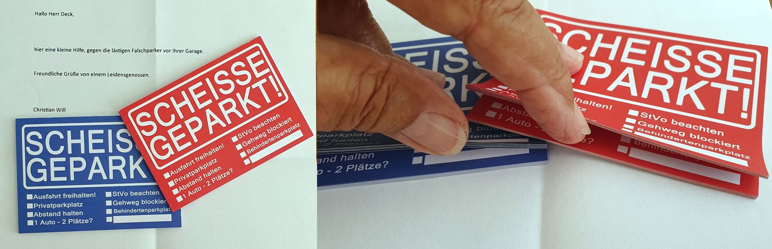 Falsch geparkt Hilfe von einem Leidensgenossen