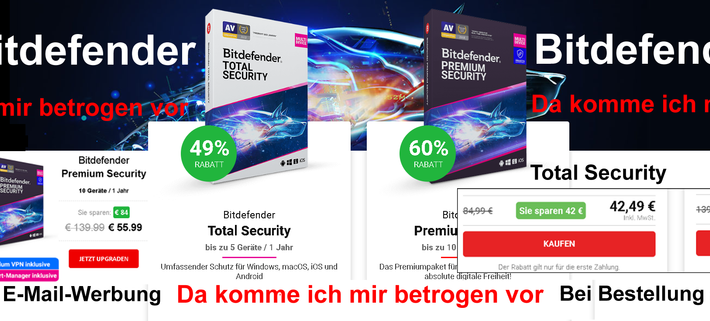 Von Bitdefender komme ich mir betrogen vor