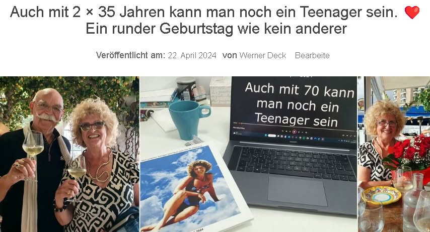 Auch mit 2 × 35 Jahren kann man noch ein Teenager sein. ❤️ Ein runder Geburtstag wie kein anderer