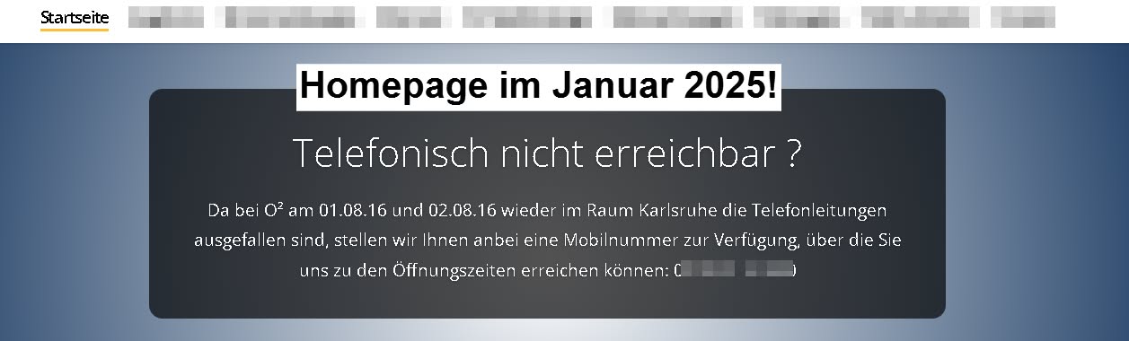 Aktuelle Homepage einer Autowerkstatt- besucht im Januar 2025