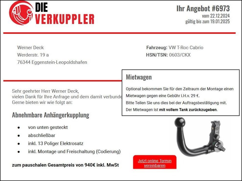 Das fertige Online-Angebot von Die Verkuppler