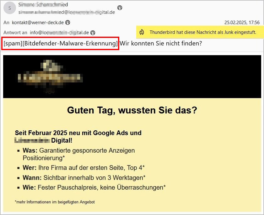 E-Mail-Spammer wird abgemahnt