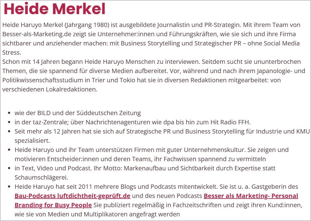 Heide Haruyo Merkel ist ausgebildete Journalistin