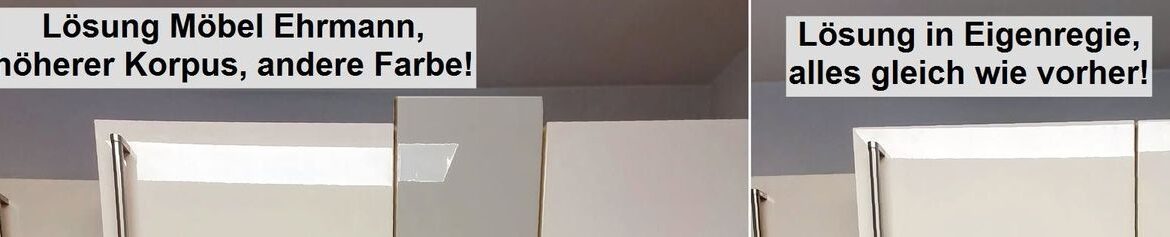 Lösung Möbel Ehrmann mit anderer Höhe und anderer Frontfarbe