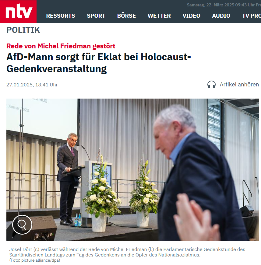 Rede von Michel Friedman gestörtAfD-Mann sorgt für Eklat bei Holocaust-Gedenkveranstaltung