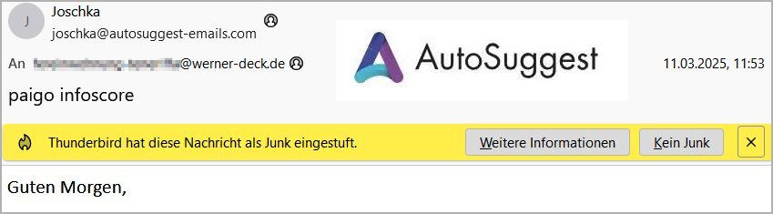 Spam-E-Mail durch AutoSuggest von Andreas Schroth