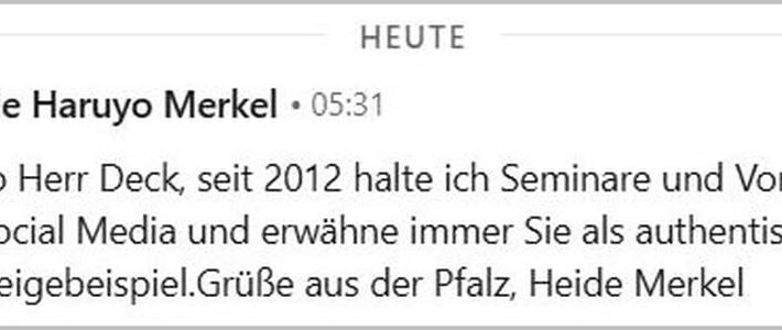 Werner Deck als Vorzeigebeispiel für Social Media von Heide Merkel