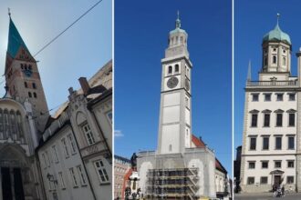 Augsburger Dom Perlachturm und alter Rathaus in Augsburg