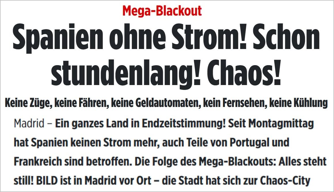 Mega Stromausfall in Spanien am 28 April 2025